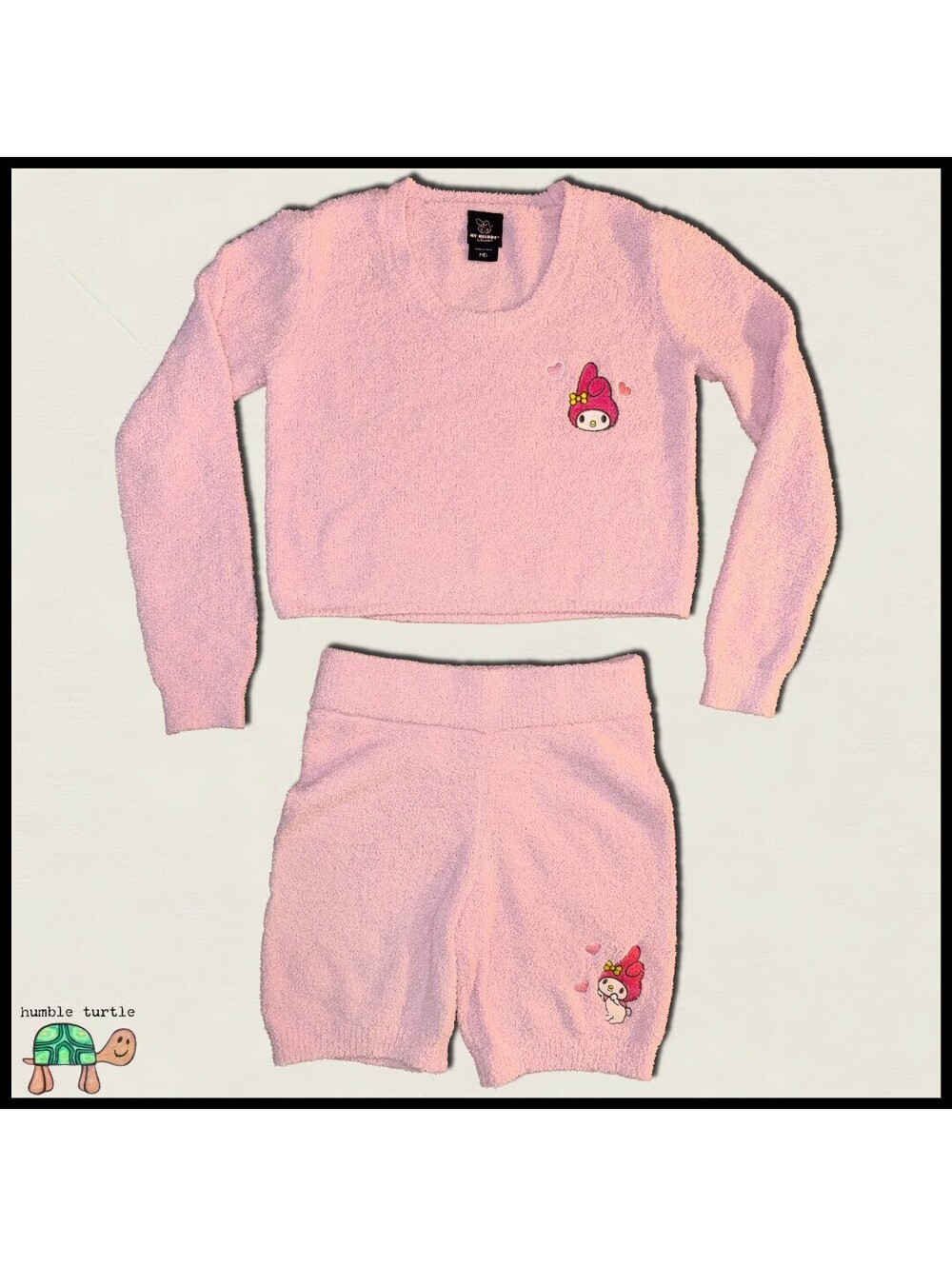 My Melody by Sanrio Pink Fuzzy Knit Scoop-Neck Top & Lounge Shorts 2-Piece Set